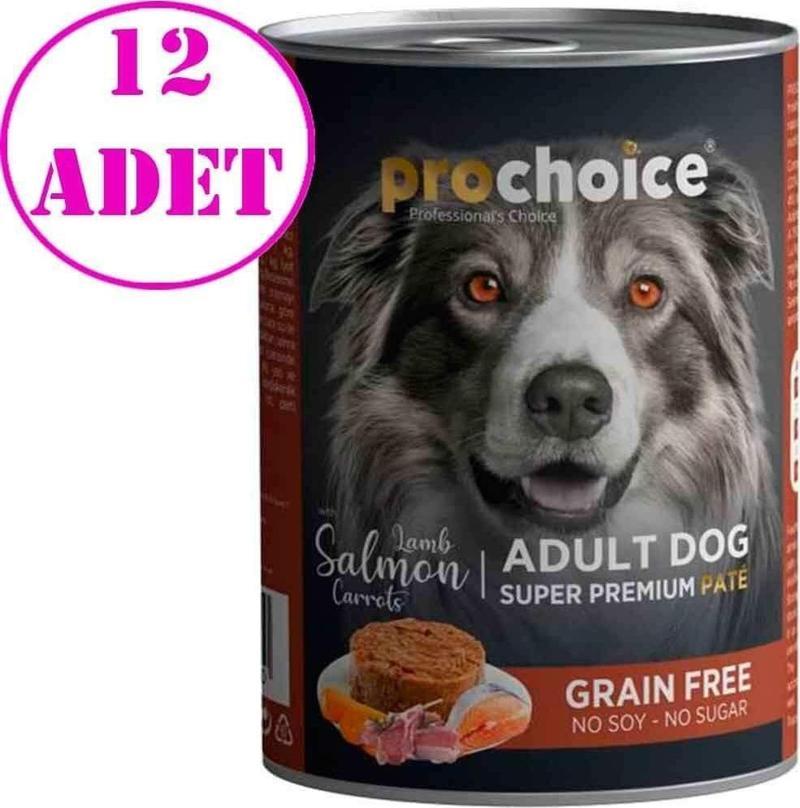 Kuzu ve Somonlu Pate Tahılsız Köpek Konservesi 400 Gr 12 AD
