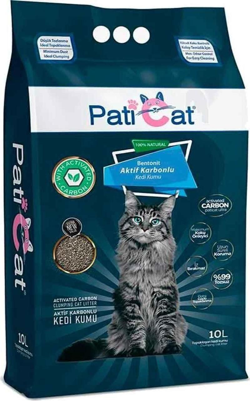 PatiCat Kedi Kumu Aktif Karbonlu İnce Taneli 10 Lt