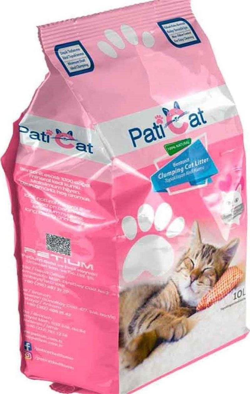 PatiCat Kedi Kumu Bebek Pudralı Doğal Kalın Taneli 10 Lt