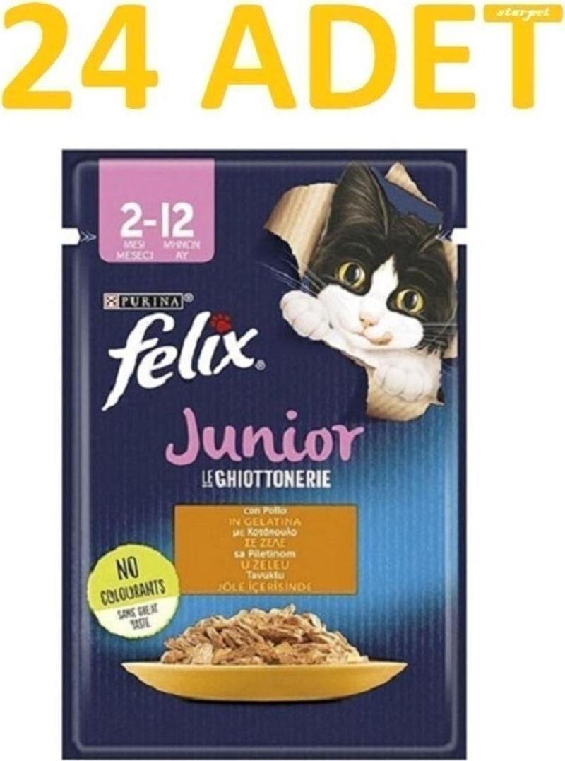 Felix Junior Tavuk Etli Pouch Yavru Kedi Maması 85 Gr X 24 Adet