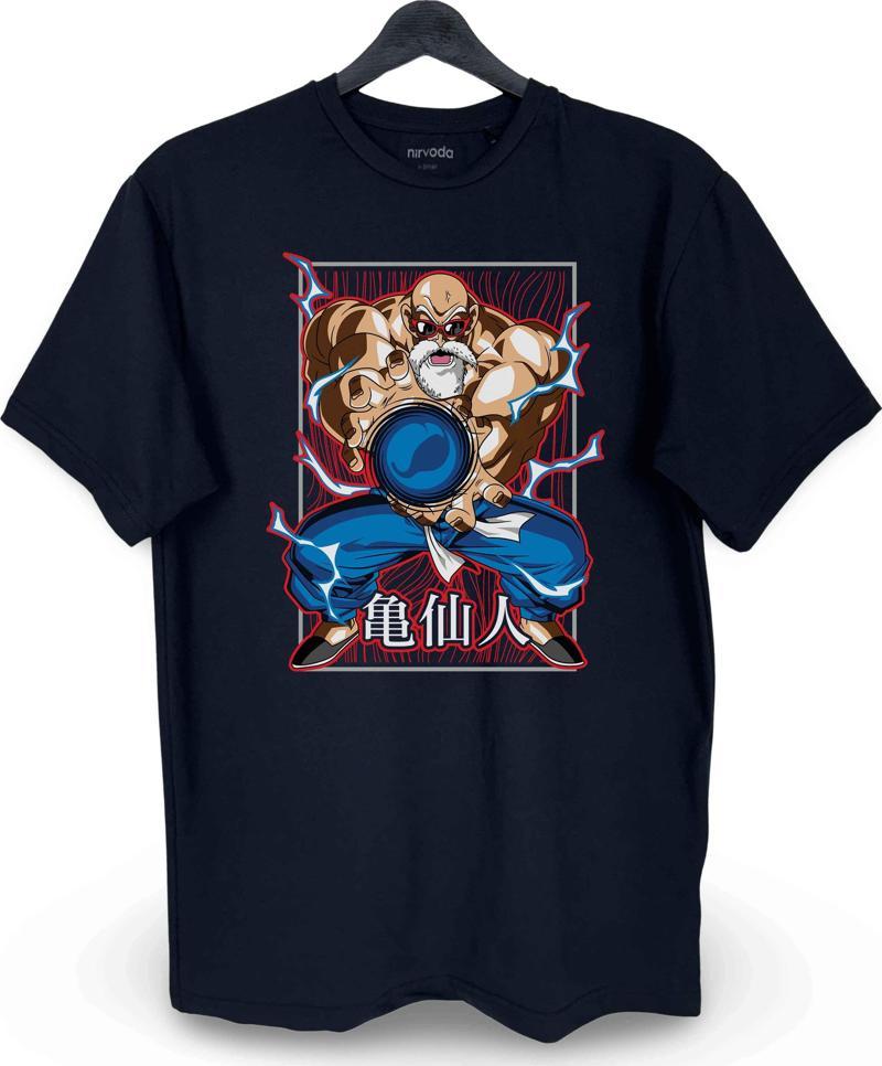 Master Roshi Usta Rosi Dragon Ball Baskılı Loose Fit Bisiklet Yaka Unisex Tişört