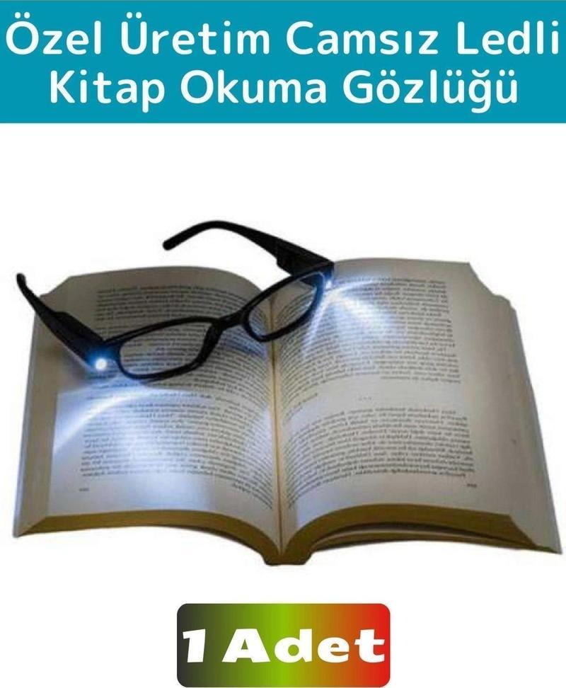 Premium Yüksek Kaliteli Plastik On OFF Tasarruf Tuşlu Camsız Pilli Led Işıklı Kitap Okuma Gözlüğü