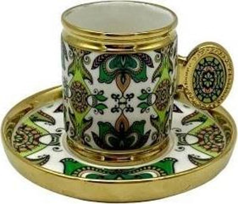Royking Ricamo 6lı Kahve Fincan Takımı YEŞİL BKY 001