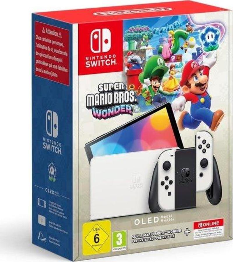 Switch OLED Oyun Konsolu + Super Mario Bros. Wonder + 12 Ay Switch Online Paket