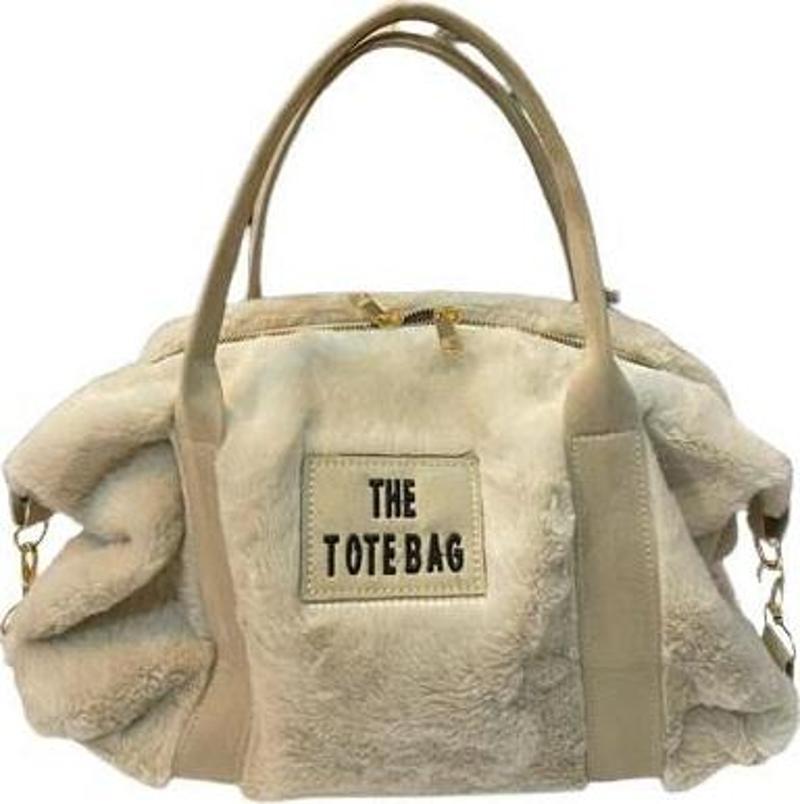 THE TOTE BAG Peluş Askılı Kadın El ve Omuz Çantası