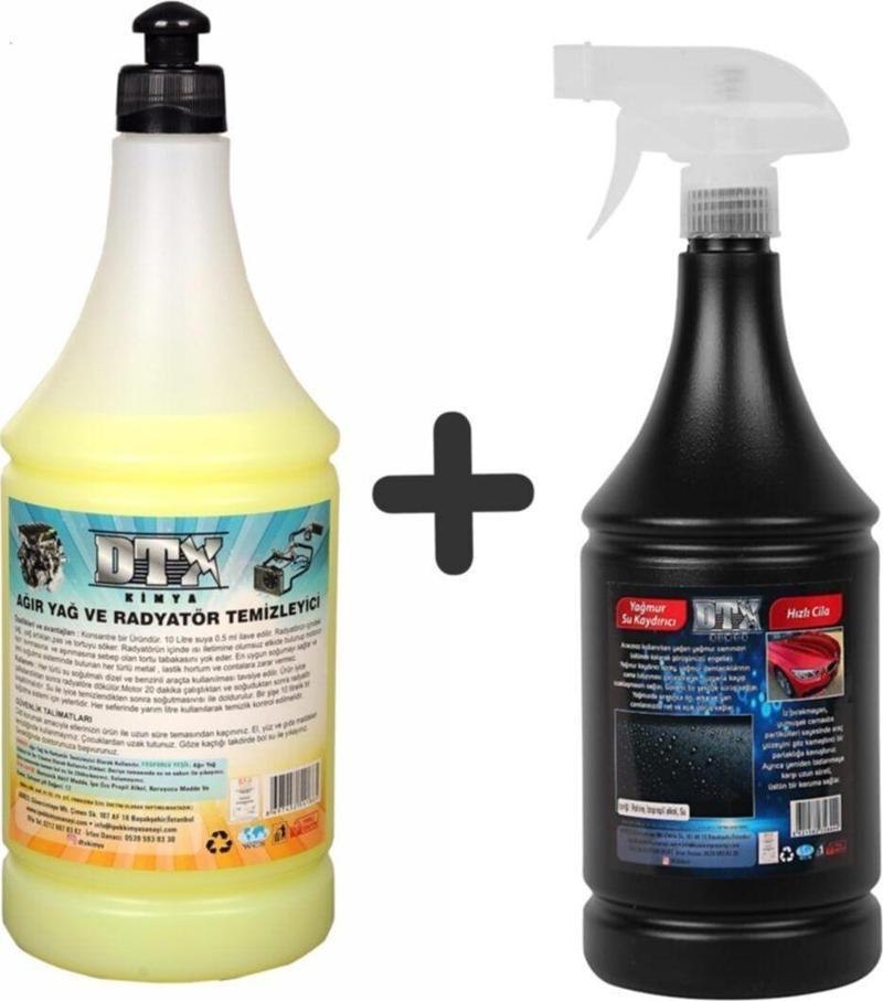 Ağır Yağ Sökücü Radyatör Temizleme İlacı 1 Litre & Yağmur Suyu Kaydırıcı 1 Lt