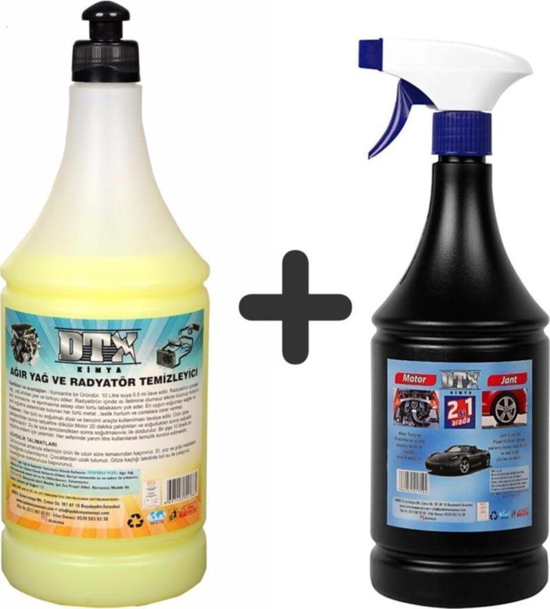 Ağır Yağ Sökücü Radyatör Temizleme İlacı 1 Lt & Oto Jant Ve Motor Temizleme Sıvısı 1 Lt