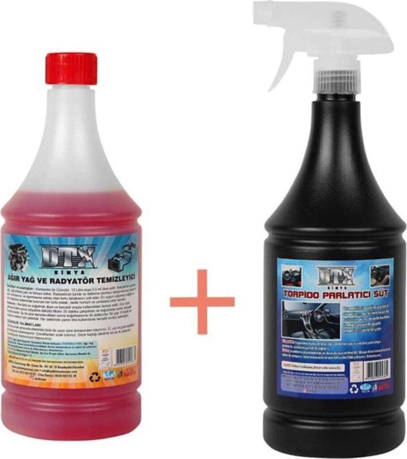 Oto Kalorifer Ve Petek Temizleme Sıvısı Yağ Sök. 1 Litre & Torpido Parlatıcı Süt 500 Ml