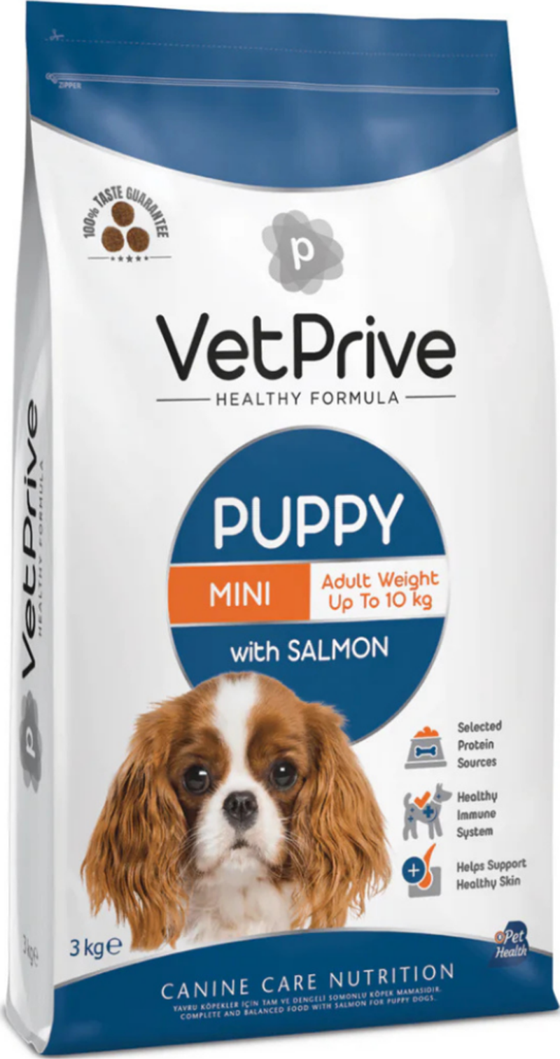 VetPrive Mini Puppy Somonlu Mini Irk Yavru Köpek Maması 3 Kg