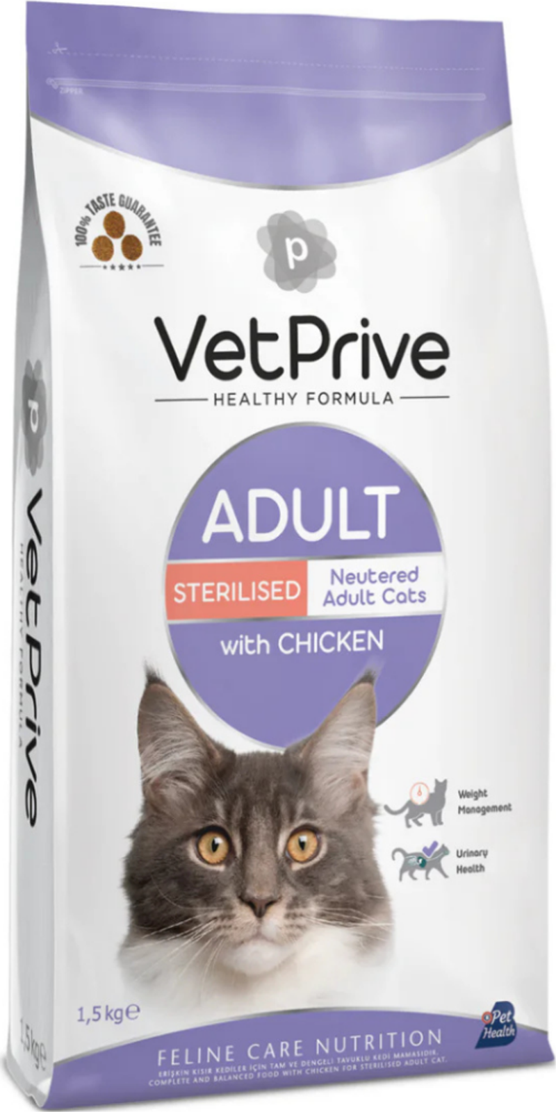 VetPrive Sterilised Tavuklu Kısırlaştırılmış Kedi Maması 1.5 Kg