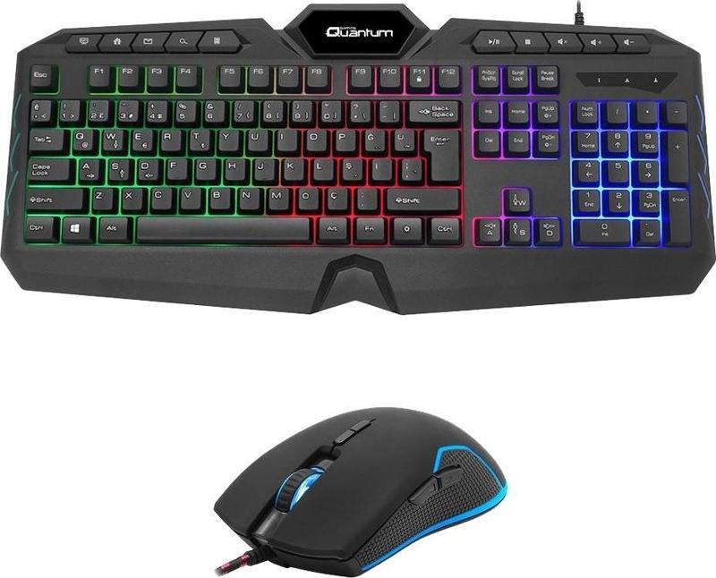 Quantum Gaming Qg-Q6548Qu Renkli Arkadan Aydınlatmalı + 8000Dpi Kablolu Klavye Mouse Set