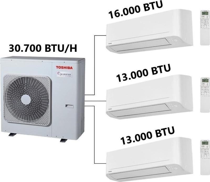 Multı Klima (iç Üniteler 16.000 Btu/h + 12.000 Btu/h+ 12.000 Btu)