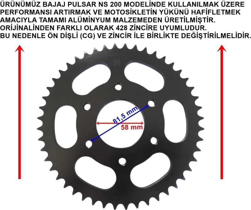 Pulsar Ns 200 Arka Dişli Performans 428-48T İç 58 Mm Alüminyum Siyah Öm