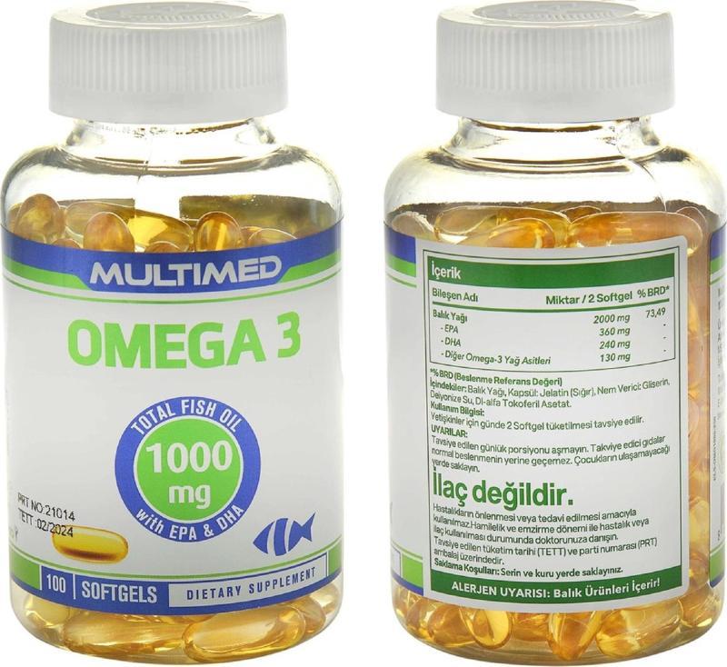 Omega 3 Yüksek Epa Dha 1000 Mg Balık Yağı 100 Softjel