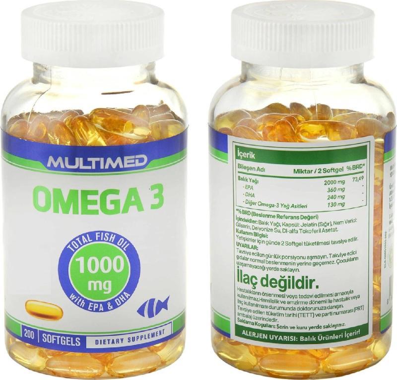 Omega 3 Yüksek Epa Dha 1000 Mg Balık Yağı 200 Softjel