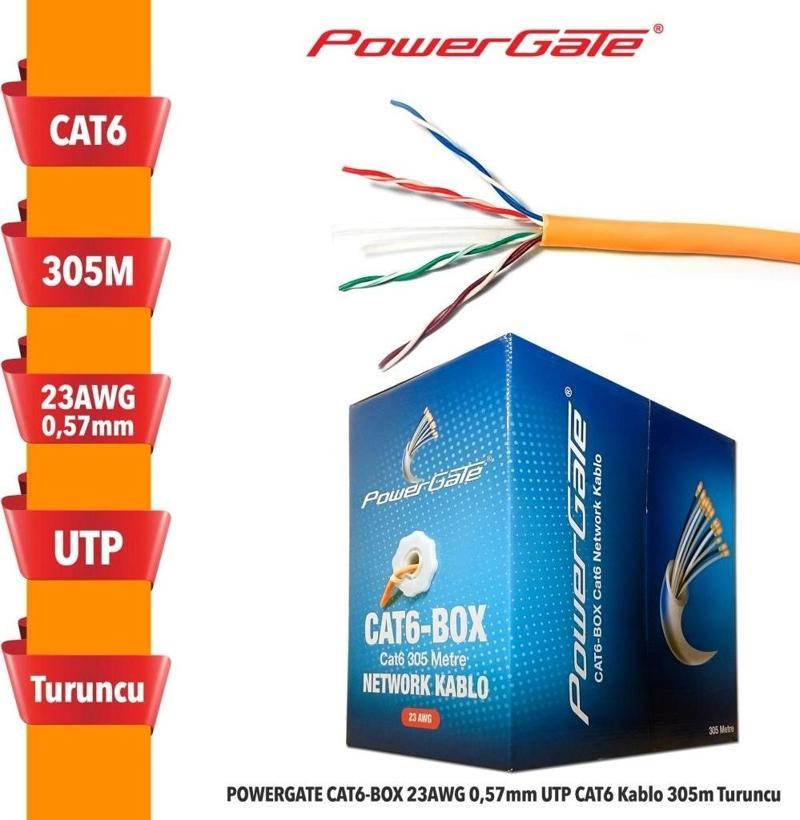Cat6-box-or, 23awg, 0,57mm, Utp, Cat6 Kablo, 305m, Turuncu