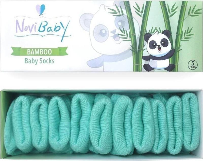 5'Li Bambu Yenidoğan Bebek Çorap I Sea Green Mint Kız Erkek Bebek Çorabı 0-6 Ay