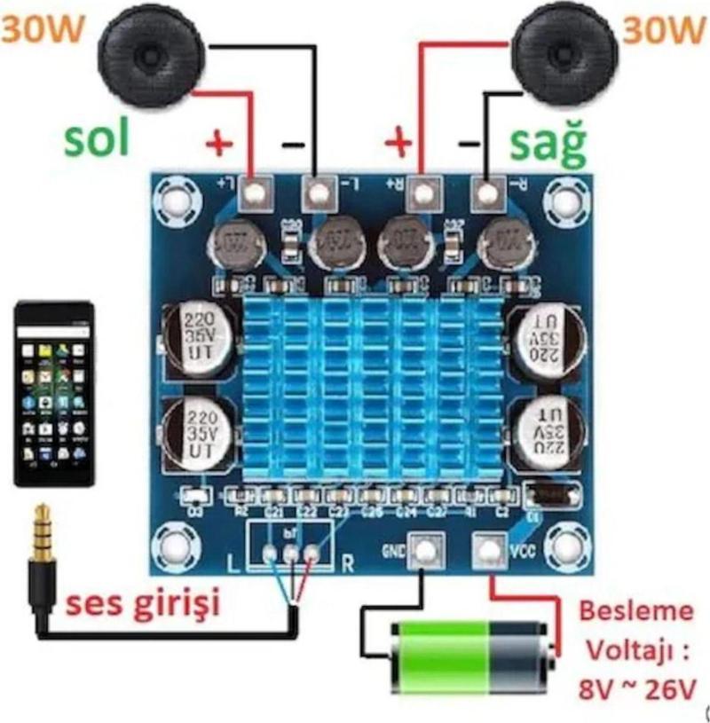 Tpa3110 Anfi Devresi Dijital Amplifikatör 2X30W Xh-A232