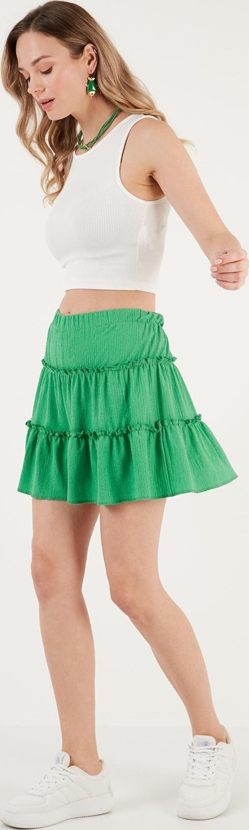 Beli Lastikli Mini Bayan Şort Etek 5865038 BENETTON