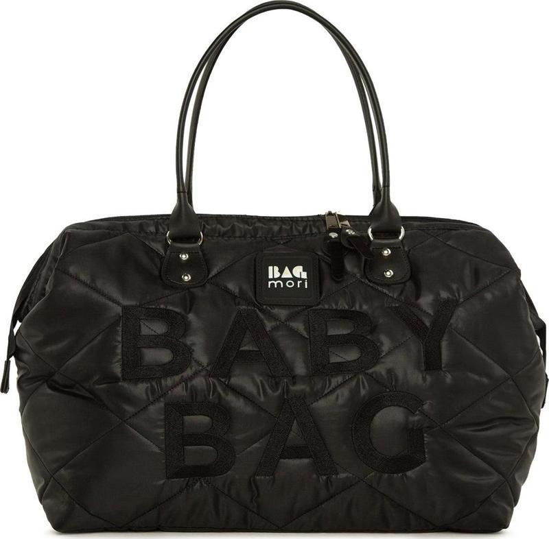 Baby Bag Nakışlı Puf Şişme Anne Bebek Bakım Çanta Siyah