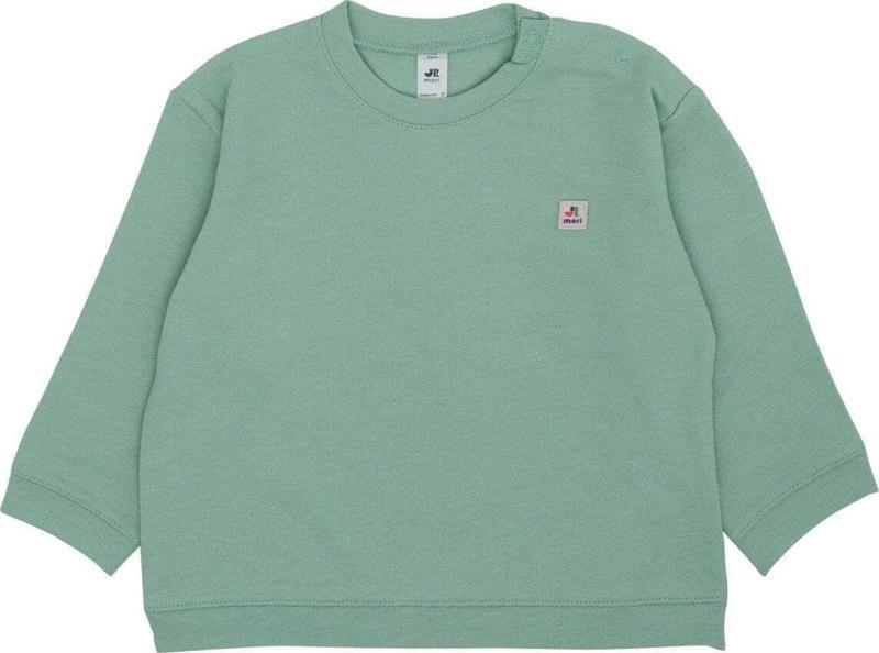 Omzu Çıtçıtlı Basic Sweatshirt Yeşil