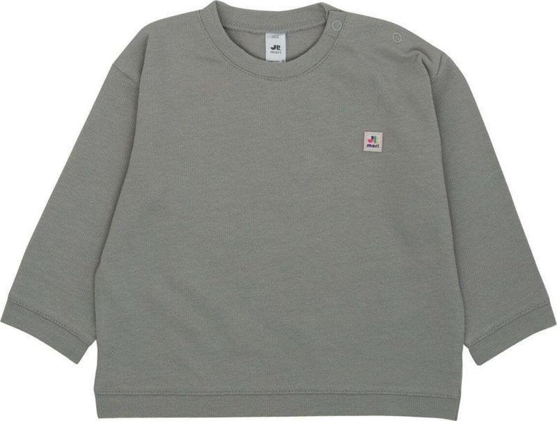 Omzu Çıtçıtlı Basic Sweatshirt Gri