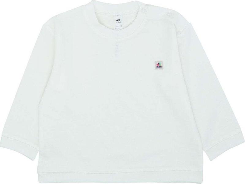 Omzu Çıtçıtlı Basic Sweatshirt Beyaz