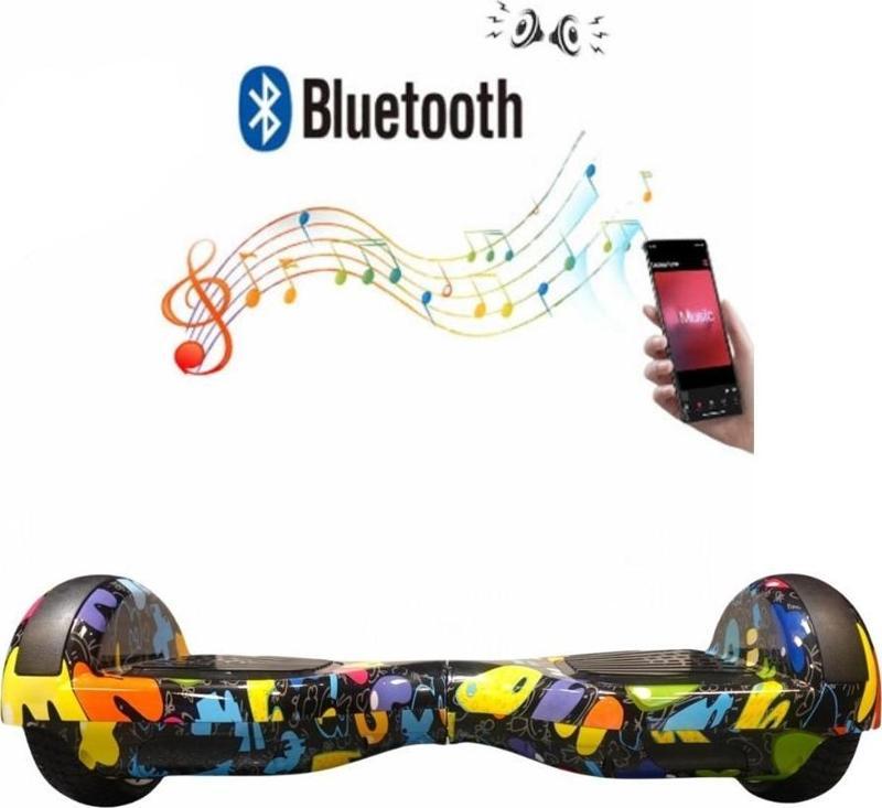 Elektrikli Kaykay Bluetoothlu Hoverboard 6.5 Inch Grafity Desenli Akıllı Denge Özelliği - D08