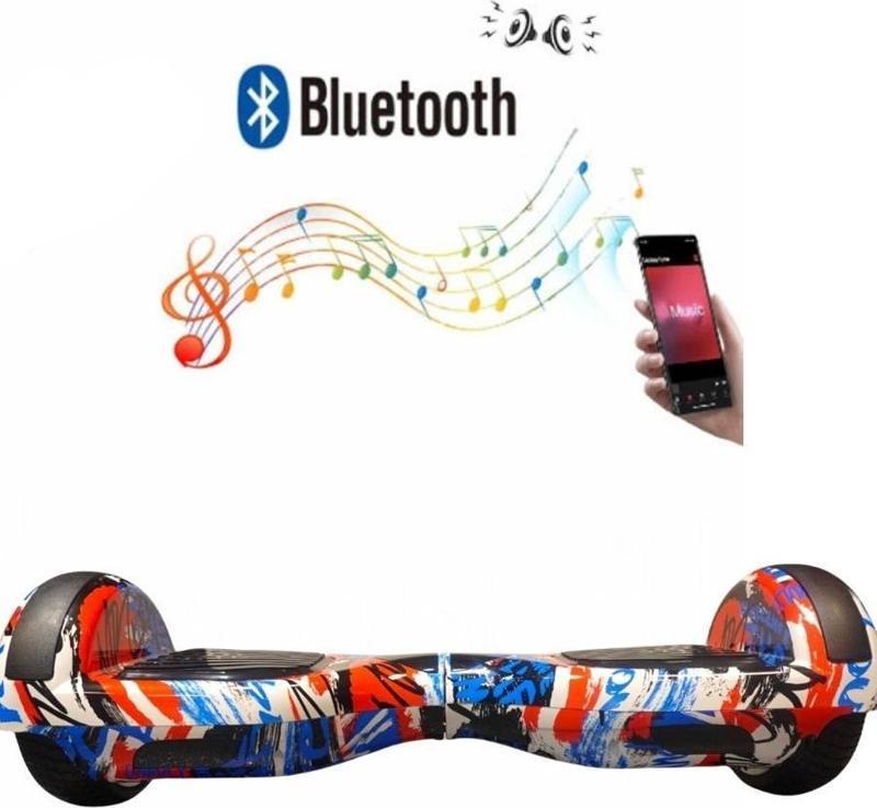 Elektrikli Kaykay Bluetoothlu Hoverboard 6.5 Inch Grafity Desenli Akıllı Denge Özelliği - D09