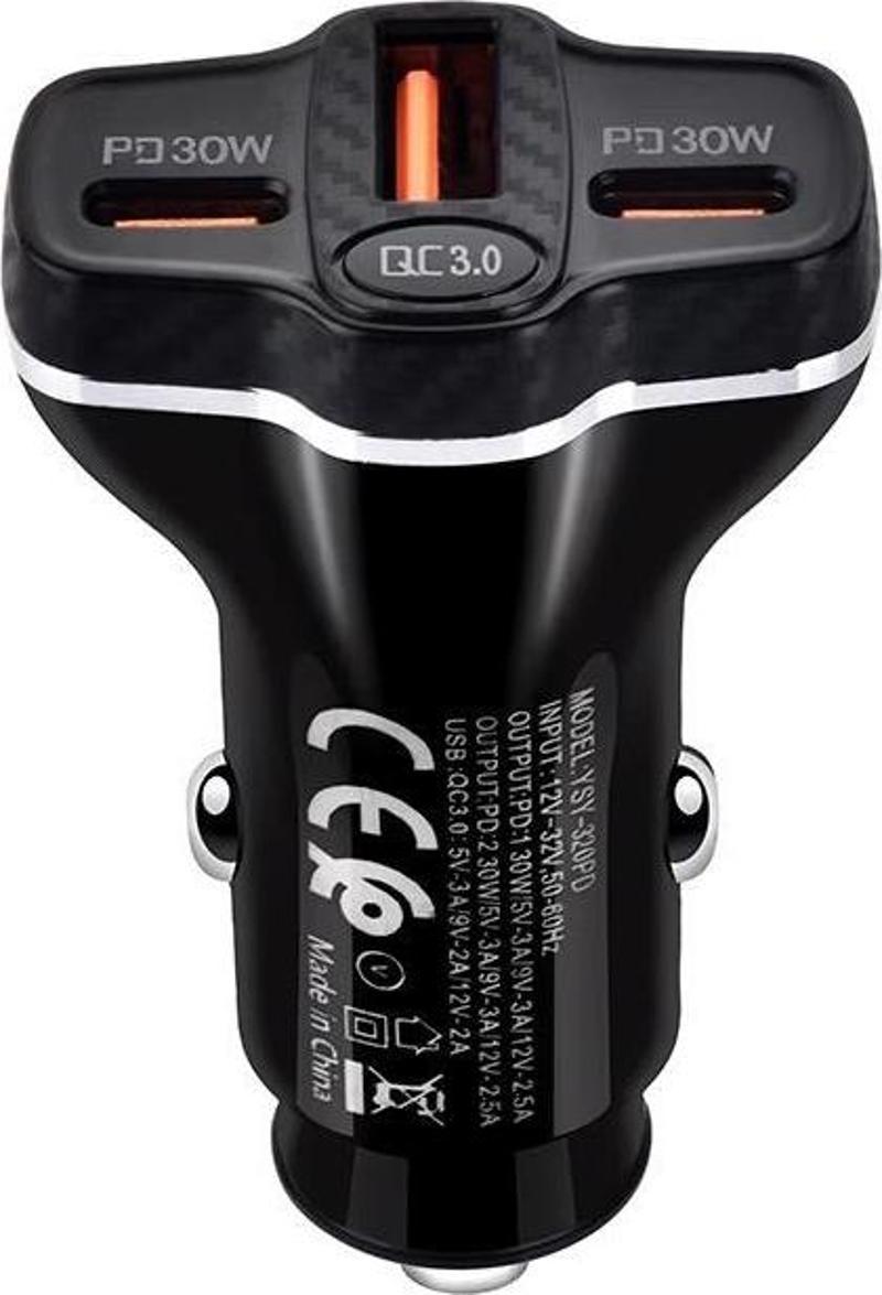 Şarj Akım Korumalı Pd 60W +Usb 78W Araç Çakmaklık Şarjı Araç Şarj İstasyonu Araç Şarj Başlık