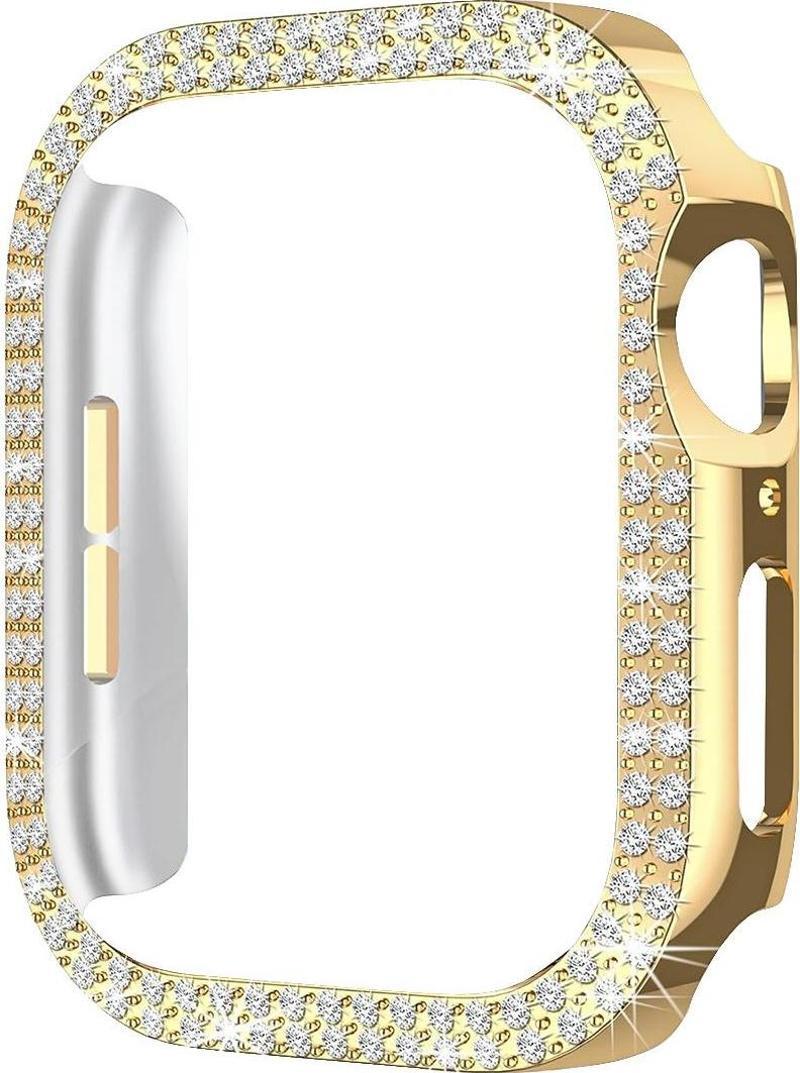 Apple Watch 10. Nesil 42mm Uyumlu Parlak Taşlı 360 Tam Koruma Kapak Kılıf
