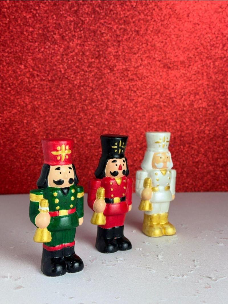 3'Lü Set Yılbaşı Dekoru Fındık Kıran Kurşun Asker Nutcracker Yeni Yıl Biblo