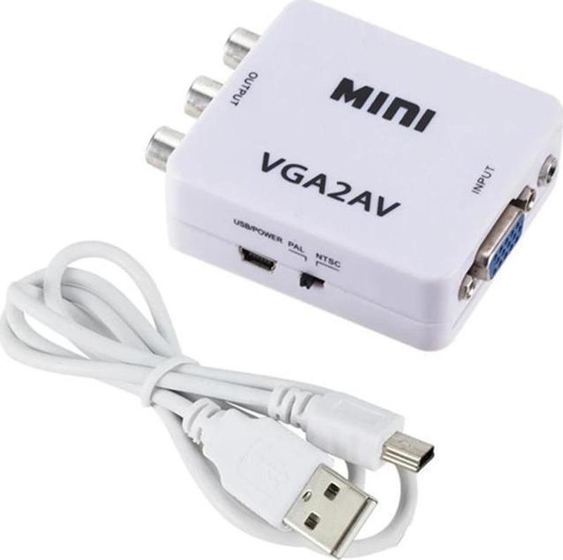 0450 Vga To Av 3Rca Video 1080p Çevirici Dönüştürücü Adaptör 3.5mm Destekli