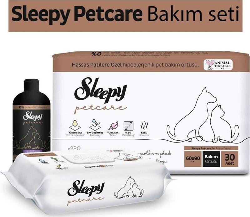 Petcare Bakım Seti ( 30'Lu Pet Bakım Örtüsü + 60 Yaprak Islak Havlu + 500 Ml Şampuan )