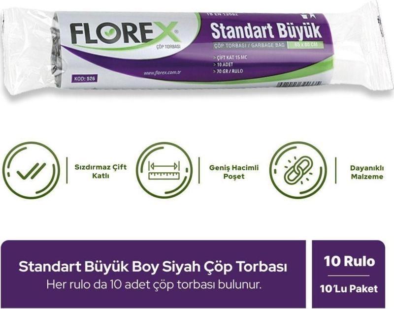 Standart Büyük Boy Siyah Çöp Poşeti X 10 Rulo