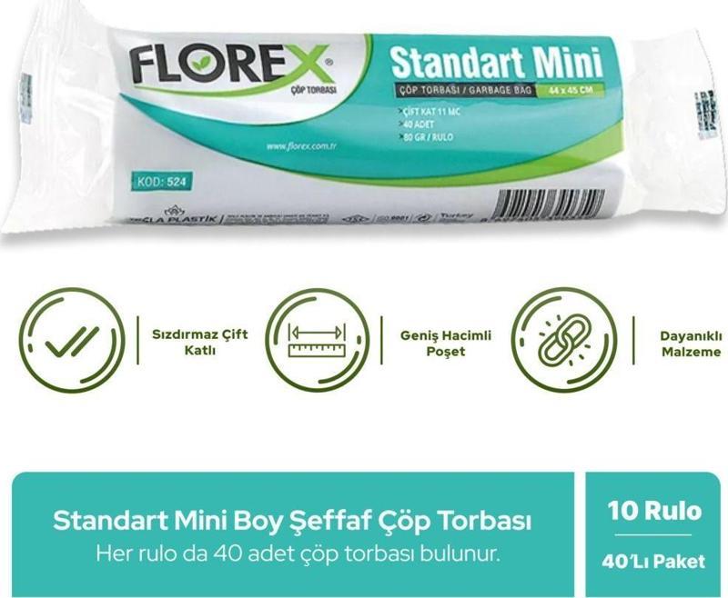 Standart Mini Boy Şeffaf Çöp Poşeti X 10 Rulo