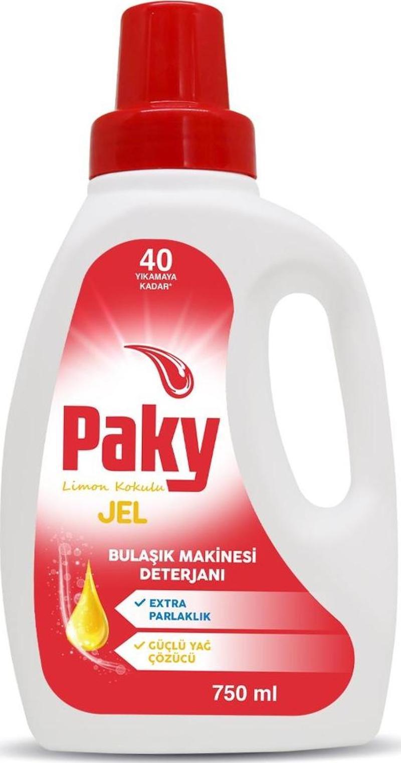 PAKY Jel Bulaşık Makinesi Deterjanı Ekstra Parlaklık ve Güçlü Yağ Çözücü 40 Yıkamaya Kadar 750 ml