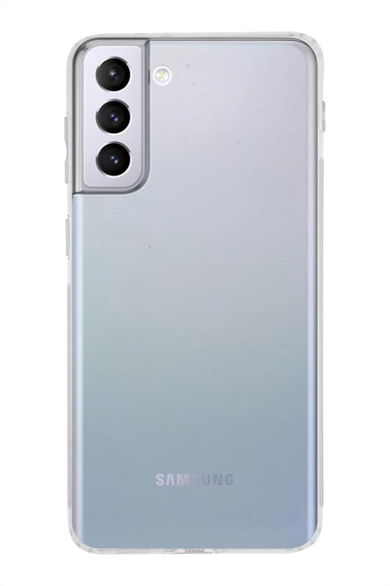KZY İletişim Samsun Galaxy S21 Plus Kapak Kamera Korumalı Tıpalı Şeffaf Silikon Kılıf