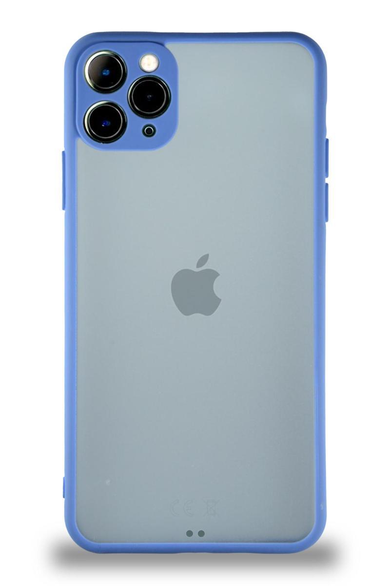 KZY İletişim Apple iPhone 11 Pro Max Kılıf Kamera Korumalı Ultra İnce Kapak - Mavi