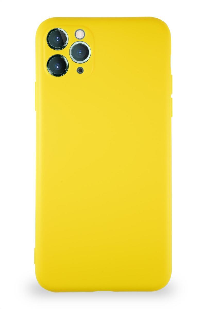 KZY İletişim Apple iPhone 11 Pro Max Kılıf Soft Premier Renkli Silikon Kapak - Sarı