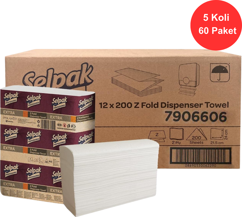 Extra Z Katlı Havlu 21.5 x 24 cm. 5 Koli (60 Paket) (7906606)