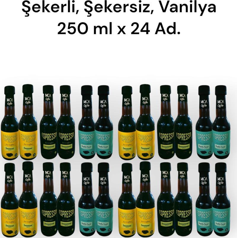 MCA Espresso Soğuk Kahve (Şekersiz,Şekerli,Vanilya) 250 ml x 24 Adet