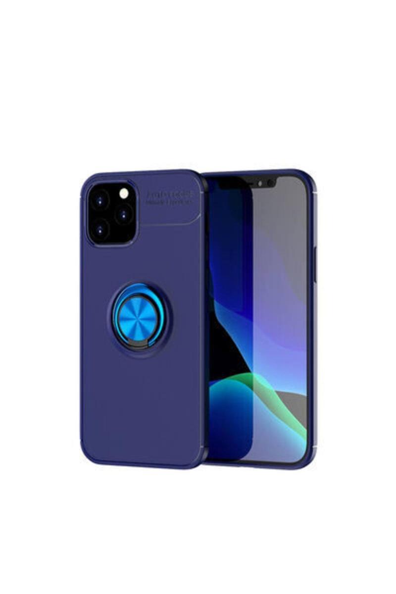 KZY İletişim Apple iPhone 12 Pro Max Kılıf Renkli Yüzüklü Manyetik Silikon Kapak Mavi - Mavi