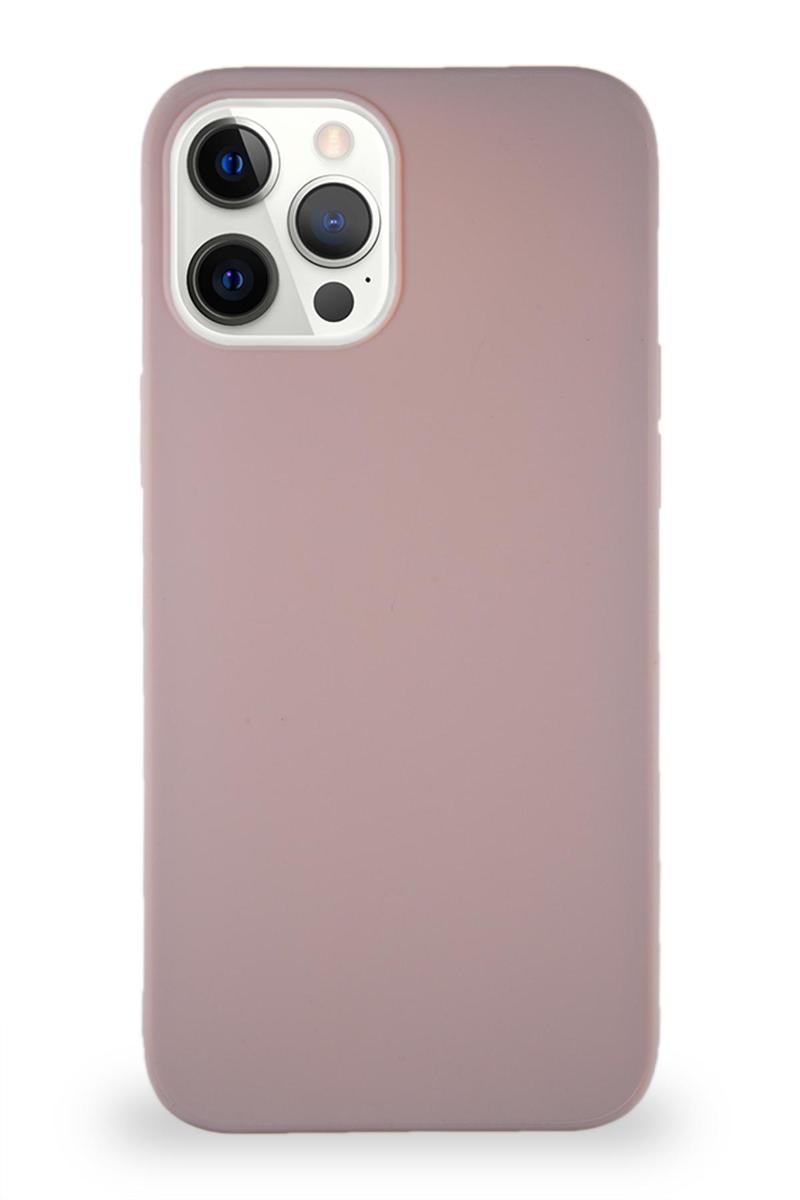 KZY İletişim Apple iPhone 12 Pro Max Kılıf Soft Premier Renkli Silikon Kapak - Pudra