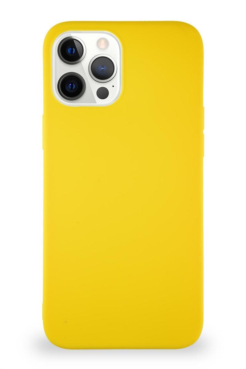 KZY İletişim Apple iPhone 12 Pro Max Kılıf Soft Premier Renkli Silikon Kapak - Sarı