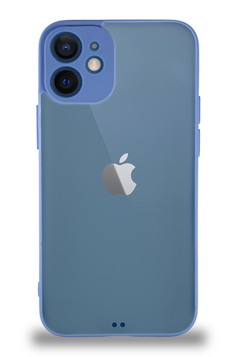 KZY İletişim Apple iPhone 12 Kılıf Kamera Korumalı Ultra İnce Kapak - Mavi