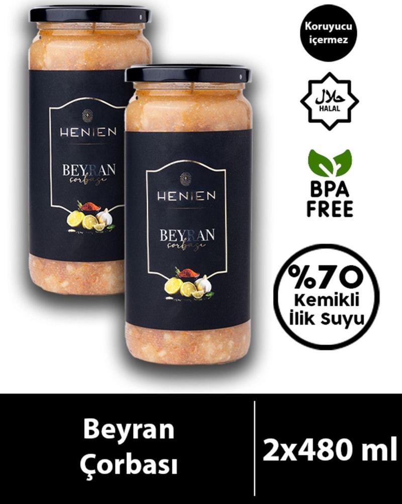 Henıen 2 Adet Hazır Beyran Çorbası 480 Ml X 2 - Gurme Lezzetler Serisi - İlikli Kemik Suyu Içerir