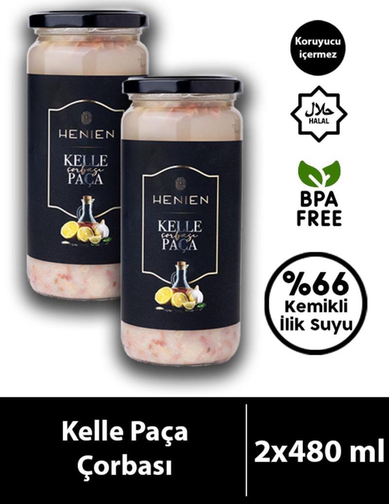 Henıen 2 Adet Hazır Kelle Paça Çorbası 480 Ml X 2 - Gurme Lezzetler Serisi - İlikli Kemik Suyu Içerir