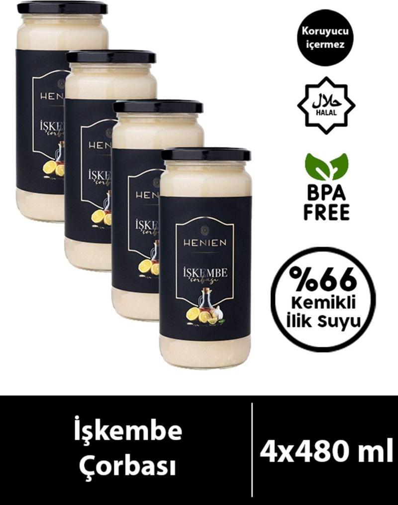 Henıen 4 Adet Hazır İşkembe Çorbası 480 Ml X 4 - Henıen Gurme Lezzetler Serisi