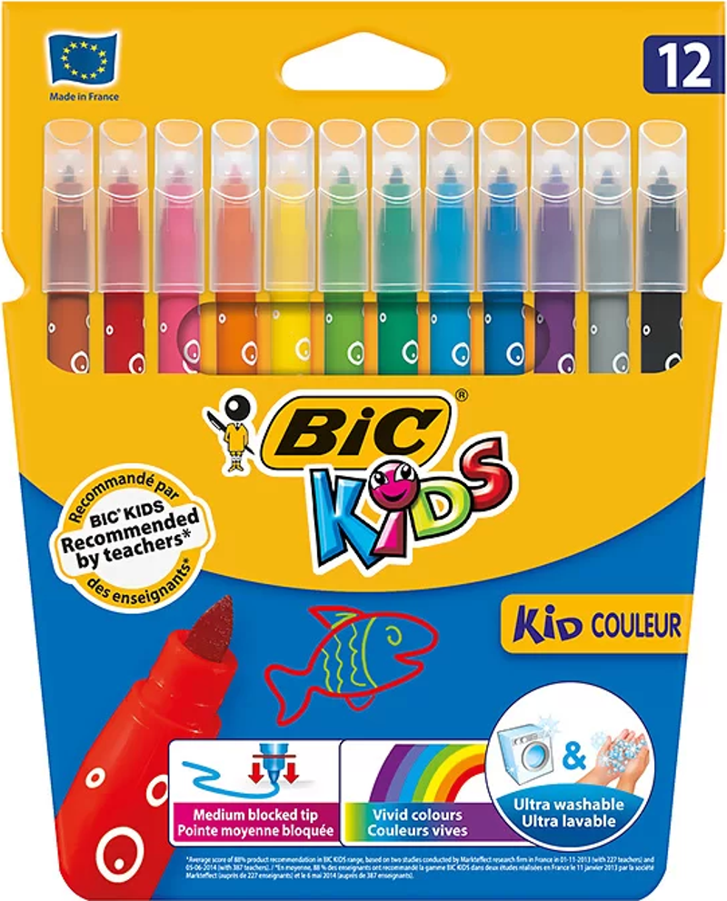 KİDS COULEUR YIKANABİLİR KEÇELİ KALEM 12 RENK KARTON KUTU (9202932)